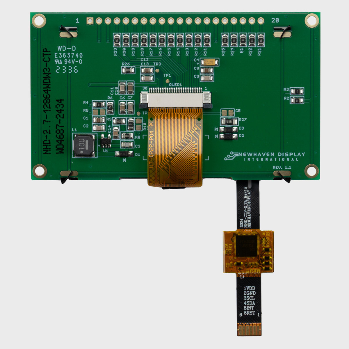 2.7 inch White Graphic OLED Module with Capacitive Touchscreen +