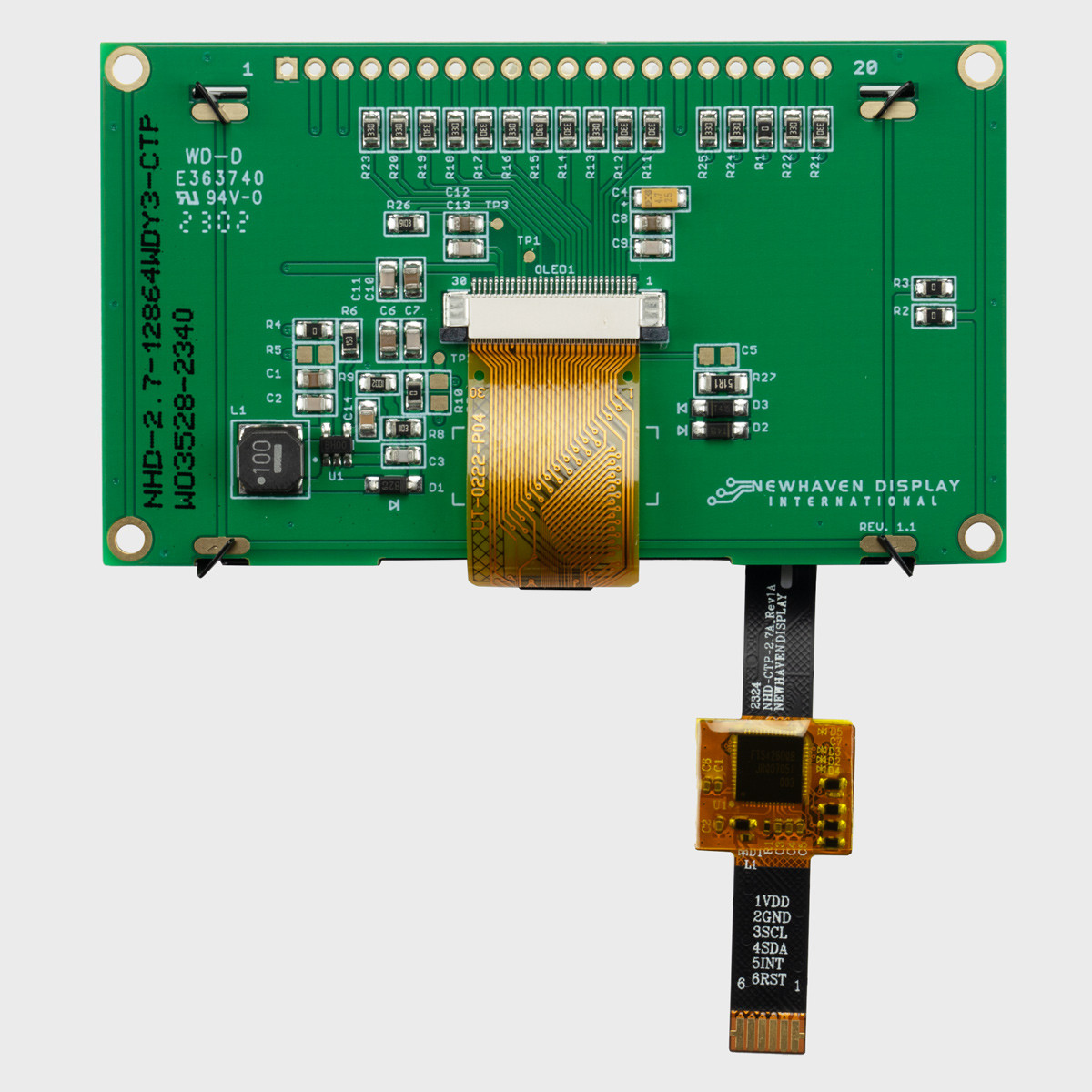 2.7 inch Yellow Graphic OLED Module with Capacitive Touchscreen +