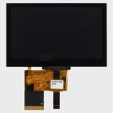 Front view of a 4.3-inch TFT LCD with an inactive black screen with attached 40-pin FPC and 6-pin touch screen control cables