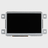 Vooraanzicht van een 4,3-inch TFT-LCD-scherm met een uitgeschakeld zwart scherm en een bevestigde montagebeugel.