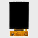 Front view of a 2.4-inch TFT LCD with an attached 40-pin ZIF FPC cable and an inactive black screen.