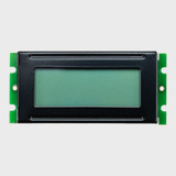 Front view of an unlit 8x1 character LCD with a blank STN+ gray screen.