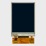 Vorderansicht eines 2,4-Zoll-TFT-LCD-Bildschirms mit angeschlossenem 40-poligen ZIF-FFC und inaktivem schwarzen Bildschirm.