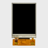 Vorderansicht eines 2,4-Zoll-TFT-LCD-Bildschirms mit angeschlossenem 40-poligen ZIF-FFC und inaktivem schwarzen Bildschirm.