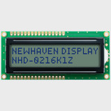Front view of an unlit 16x2 character LCD with an STN+ gray screen showing dark text.