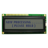 Front view of an unlit 20x2 character LCD with an STN+ gray screen showing dark text.