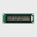 Front view of an unlit 20x2 character LCD with a FSTN+ gray screen showing dark text.