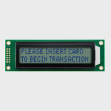 Front view of an unlit 20x2 character LCD with an STN+ gray screen showing dark text.