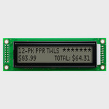 Front view of an unlit 24x2 character LCD with a FSTN+ gray screen showing dark text.