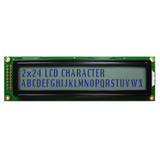 Front view of an unlit 24x2 character LCD with a STN+ gray screen showing dark text.