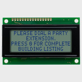 Front view of an unlit 20x4 character LCD with an STN+ gray screen showing dark text.