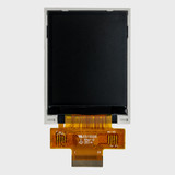 Front view of a 1.8-inch TFT LCD with an attached 24-pin FPC cable and an inactive black screen.
