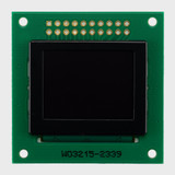 Front view of a 1.27 OLED display on a green PCB with an inactive black screen.