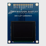 Front view of 1.27 graphic OLED module with a blue PCB showing black screen indicating the display is powered off.