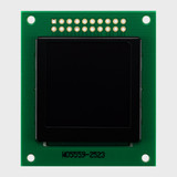 Front view of a 1.5 OLED display on a green PCB, showing an inactive black screen.