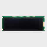 Front view of a 20x4 character slim OLED display module on a green PCB with an inactive black screen.