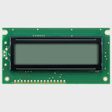 Front view of an unlit 16x2 character LCD with a blank STN+ gray screen.