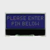 Front view of a 16x2 character LCD without an attached PCB, showing white text on an unlit STN- blue screen.