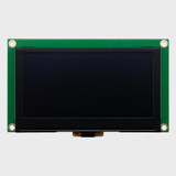 Front view of an OLED module with an inactive 2.7-inch display on a green PCB.