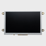 Front view of a 5-inch TFT LCD module with mounting holes and an inactive black screen.