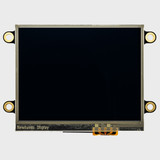 Front view of a 3.5-inch TFT LCD with an inactive black screen and mounting holes on each corner.