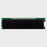 Front view of a 20x2 character slim OLED display module on a green PCB with an inactive black screen.