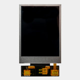 Front view of a 2.4-inch IPS TFT LCD with an attached 40-pin FFC and an inactive black screen.