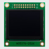 Front view of a 1.8 OLED module with a green PCB, showing a black screen indicating the display is powered off.