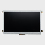 Front view of a 7-inch TFT LCD module with mounting holes and an inactive black screen.