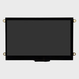 Front view showing inactive black screen of 7-inch TFT LCD module with capacitive touchscreen and mounting holes.