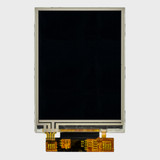 Front view of a 2.8-inch TFT LCD with an attached 45-pin FPC cable and an inactive black screen.