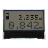 Front view of a 128x64 pixel graphic LCD without an attached PCB, showing dark text on an unlit FSTN+ gray screen.