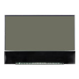 Front view of the blank screen of an unlit FSTN+ gray 128x64 pixel graphic LCD without an attached PCB.