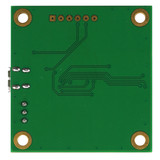 A backside view of a green circuit board with mounting holes in each corner.