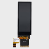 Front view of a 2.9-inch bar-type TFT LCD with attached 40-pin and 6-pin touchscreen control FFCs and an inactive black screen.