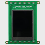 Front view of a green circuit board with an integrated 2.4-inch IPS TFT display that is turned off and black.
