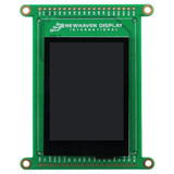 Front view of a green circuit board with an integrated 2.4-inch IPS TFT display that is turned off and black.