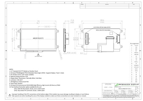 Disegno delle specifiche per NHD-4.3-480272FT-CTXL-T