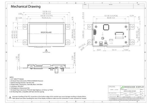 Specification drawing for NHD-4.3-HDMI-HR-RSXP