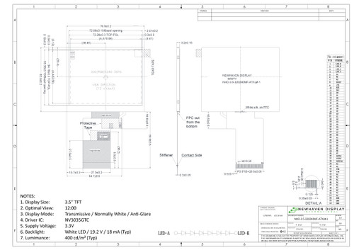 Specification drawing for NHD-3.5-320240MF-ATXL#-1