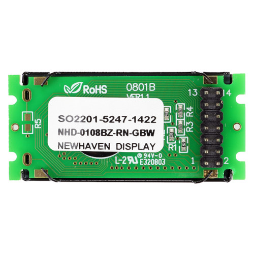 1x8 Caracteres LCD STN+ Cinzento Ecrã de volta