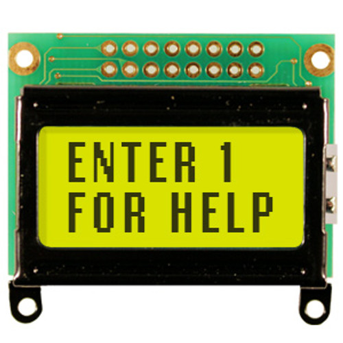 8x2 LCD Character STN Yellow/Green Display with Y/G Backlight Front On