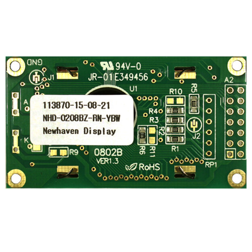 2x8 Character STN Yellow/Green Display PCB Back