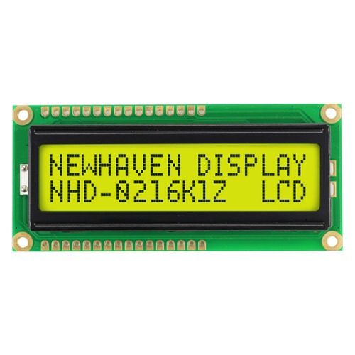 LCD 2x16 Character STN Y/G + Yellow/Green backlight display front ON