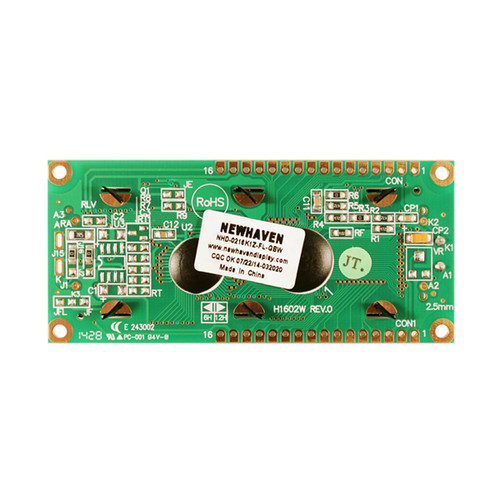 LCD 2x16 caracteres STN cinzento + retro-iluminação amarela/verde visor PCB