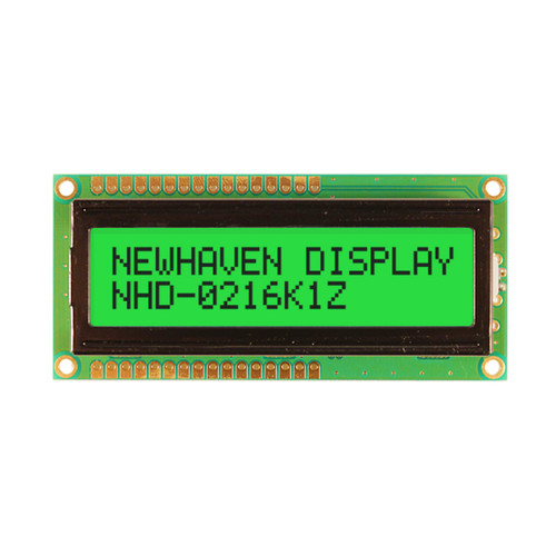 LCD 2x16 Character STN Gray + Green backlight display front ON