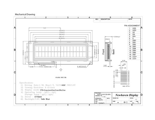 Specyfikacja rysunkowa dla NHD-0216SZ-FSB-GBW