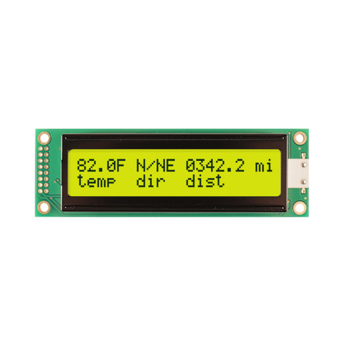 2x20 문자 LCD 모듈 STN+ 노란색/녹색, YG 백라이트 전면 켜짐