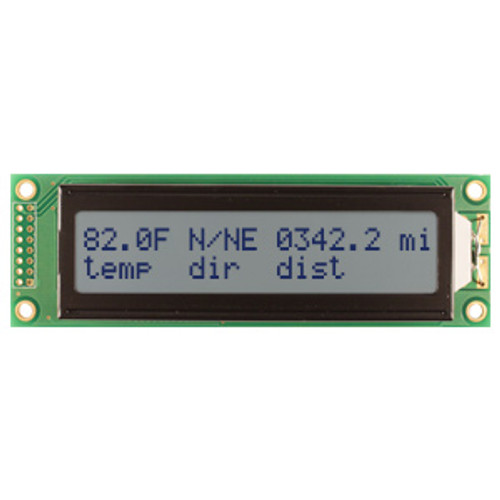 2x20 caracteres LCD STN cinzento com luz de fundo branca apagada