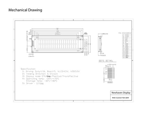 Drawing Specification for NHD-0220JZ-FSB-GBW